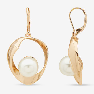 Worthington Gold Tone Simulated Pearl Drop Earrings