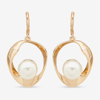 Worthington Gold Tone Simulated Pearl Drop Earrings