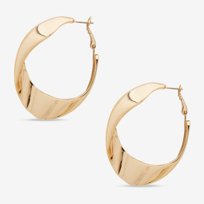 Worthington Gold Tone Wavy Hoop Earrings