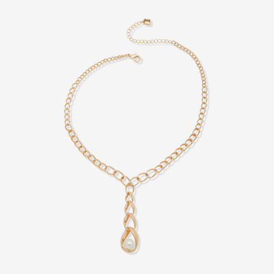 Worthington Gold Tone Linear Womens 17 Inch Y Necklace