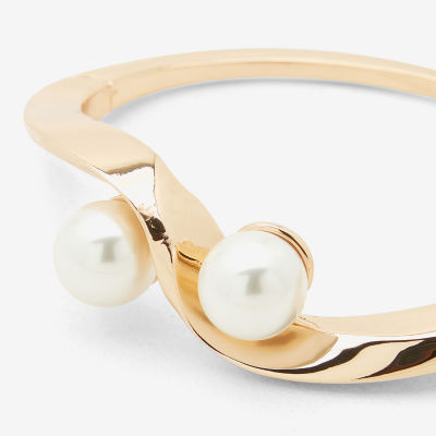 Worthington Gold Tone Simulated Pearl Gold Tone Bangle Bracelet