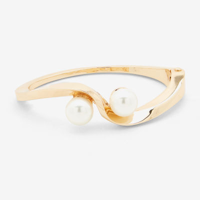 Worthington Gold Tone Simulated Pearl Gold Tone Bangle Bracelet