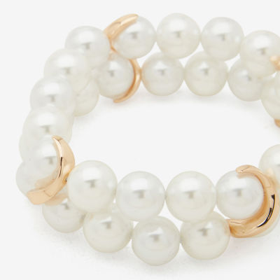 Worthington Gold Tone Simulated Pearl Stretch Bracelet