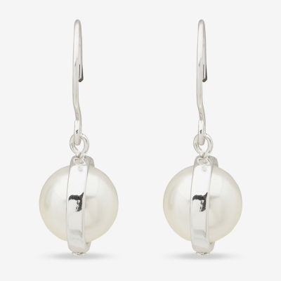 Worthington Silver Tone Simulated Pearl Drop Earrings