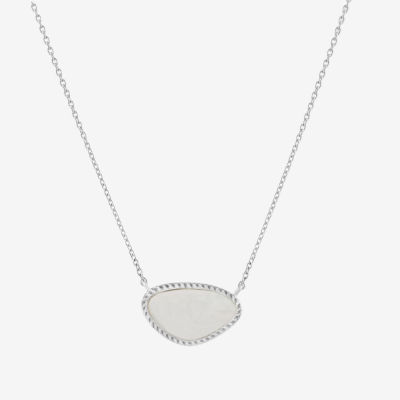 Silver Treasures Genuine Stone Womens White Mother Of Pearl Sterling Silver 18 Inch Pendant Necklace