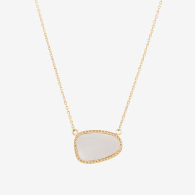 Silver Treasures Genuine Stone Mother Of Pearl 14K Gold Over Silver 18 Inch Rolo Pendant Necklace