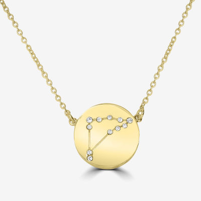 Sparkle Allure Zodiac Coin Crystal 14K Gold Over Brass 16 Inch Round Pendant Necklace