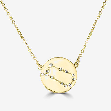 Sparkle Allure Zodiac Coin Crystal 14K Gold Over Brass 16 Inch Cable Round Pendant Necklace, One Size, Gemini