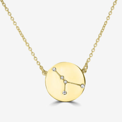 Sparkle Allure Zodiac Coin Crystal 14K Gold Over Brass 16 Inch Cable Round Pendant Necklace