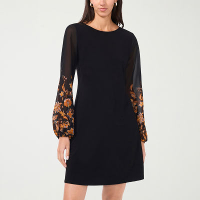 MSK Womens Long Sleeve Floral Shift Dress