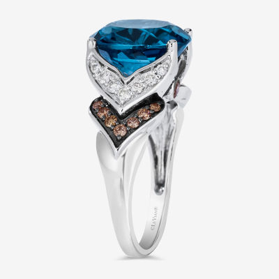 Le Vian® Grand Sample Sale™ Ring featuring CT. Deep Sea Blue Topaz™ 1/5 Chocolate Diamonds® 1/ Nude Diamonds™ set 14K Vanilla Gold