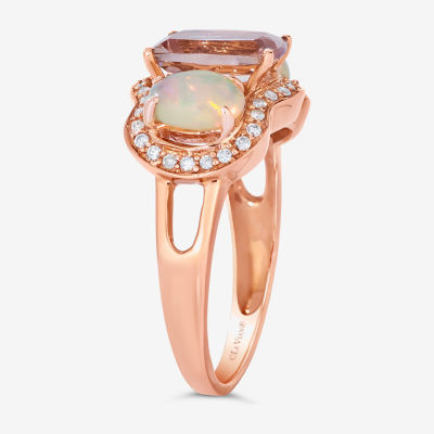 LIMITED QUANTITIES! Le Vian Grand Sample Sale™ Ring featuring Peach Morganite™, Neopolitan Opal™, Vanilla Diamonds® set in 14K Strawberry Gold®