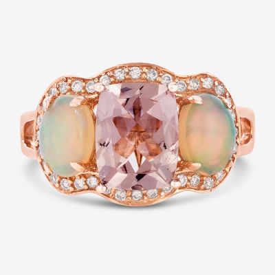 LIMITED QUANTITIES! Le Vian Grand Sample Sale™ Ring featuring Peach Morganite™, Neopolitan Opal™, Vanilla Diamonds® set in 14K Strawberry Gold®