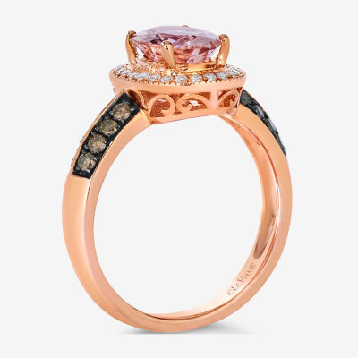 Le Vian® Grand Sample Sale™ Ring featuring Peach Morganite™ Chocolate Diamonds® and Vanilla Diamonds® set in 14K Strawberry Gold®