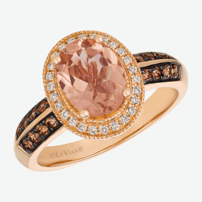 Le Vian® Grand Sample Sale™ Ring featuring Peach Morganite™ Chocolate Diamonds® and Vanilla Diamonds® set in 14K Strawberry Gold®