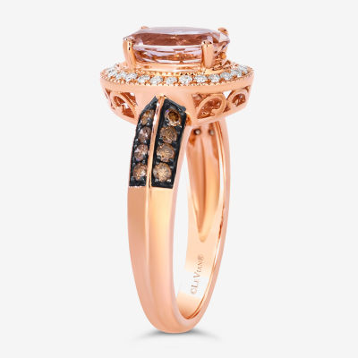 Le Vian® Grand Sample Sale™ Ring featuring Peach Morganite™ Chocolate Diamonds® and Vanilla Diamonds® set in 14K Strawberry Gold®