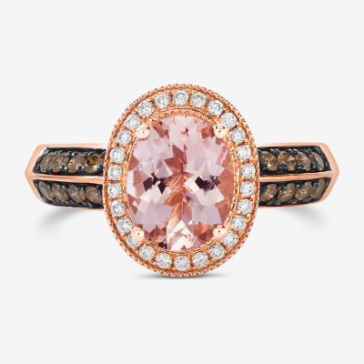 Le Vian® Grand Sample Sale™ Ring featuring Peach Morganite™ Chocolate Diamonds® and Vanilla Diamonds® set in 14K Strawberry Gold®