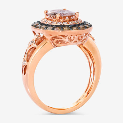 Le Vian® Grand Sample Sale™ Ring featuring Peach Morganite™ Chocolate Diamonds® Nude Diamonds™ set in 14K Strawberry Gold®