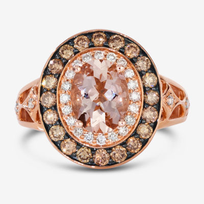 Le Vian® Grand Sample Sale™ Ring featuring Peach Morganite™ Chocolate Diamonds® Nude Diamonds™ set in 14K Strawberry Gold®