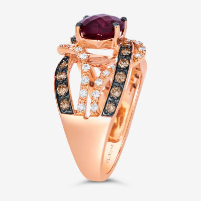 LIMITED QUANTITIES! Le Vian Grand Sample Sale™ Raspberry Rhodolite® and Chocolate & Vanilla Diamonds™ Ring 14K Strawberry Gold®