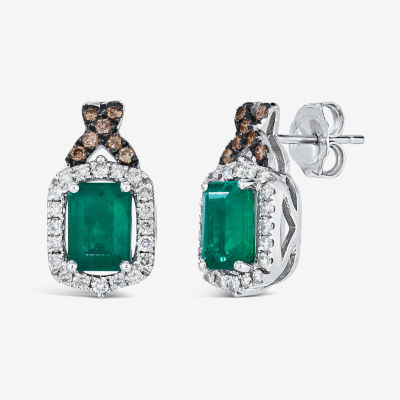 Le Vian Grand Sample Sale® Earrings featuring 1  1/2 cts. Emerald, 1/3 cts. Nude Diamonds™ , 1/8 cts. Chocolate Diamonds®  set in 14K Vanilla Gold®