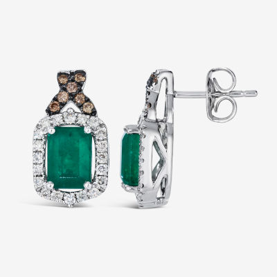 Le Vian Grand Sample Sale® Earrings featuring 1  1/2 cts. Emerald, 1/3 cts. Nude Diamonds™ , 1/8 cts. Chocolate Diamonds®  set in 14K Vanilla Gold®