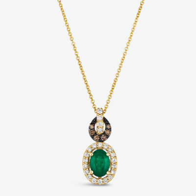 Le Vian® Grand Sample Sale™ Pendant featuring 1/2 CT. Emerald 1/4 CT. Chocolate Diamonds® 1/20 CT. Nude Diamonds™ set in 14K Honey Gold™