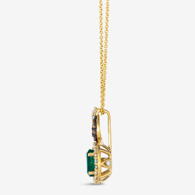 Le Vian® Grand Sample Sale™ Pendant featuring 1/2 CT. Emerald 1/4 CT. Chocolate Diamonds® 1/20 CT. Nude Diamonds™ set in 14K Honey Gold™