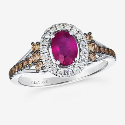 Le Vian Grand Sample Sale® Ring featuring 3/4 cts. Passion Ruby™, 1/3 Chocolate Diamonds® , 1/5 Nude Diamonds™  set 14K Vanilla Gold®