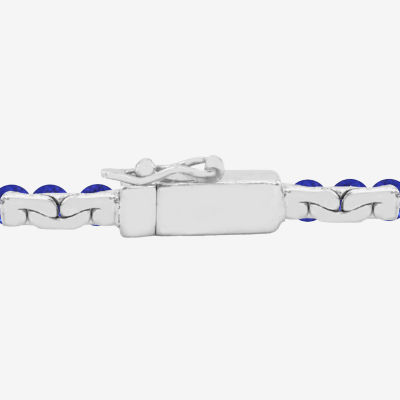 Lab Created Blue Sapphire Sterling Silver Round 7 Inch Tennis Bracelet