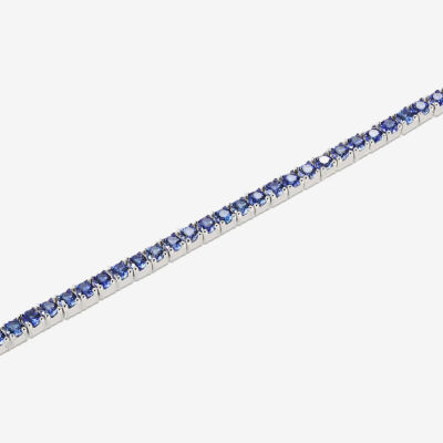 Lab Created Blue Sapphire Sterling Silver Round 7 Inch Tennis Bracelet