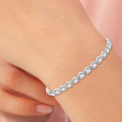 (G / Si1-Si2) Womens 12 Ct.T.W. Lab Grown White Diamond 14K White Gold 7.25 Inch Tennis Bracelet