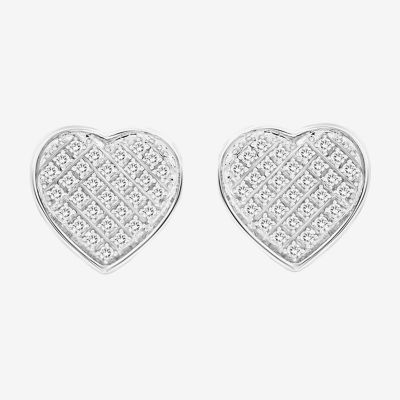 1/4 CT. T.W. Natural White Diamond 10K White Gold 10.2mm Heart Stud Earrings