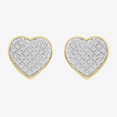 1/4 CT. T.W. Natural White Diamond 10K White Gold 10.2mm Heart Stud Earrings