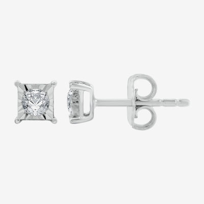 (G / Si1-Si2) 1/5 CT. Lab Grown White Diamond Sterling Silver 4.7mm Stud Earrings