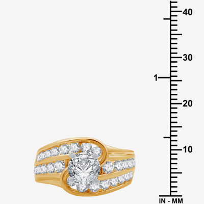 (G / Si1-Si2) Womens 2 CT. T.W. Lab Grown White Diamond 14K Gold Side Stone Bypass  Engagement Ring