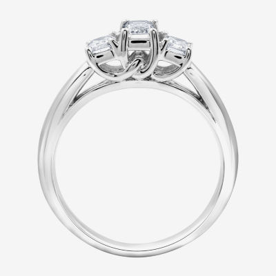 Love Lives Forever (G / Si1-Si2) Womens 1 CT. T.W. Lab Grown White Diamond 10K White Gold 3-Stone Engagement Ring