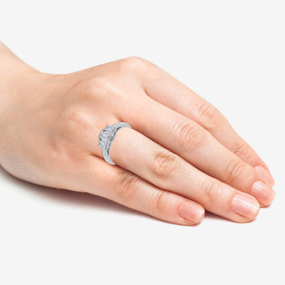 Love Lives Forever (G / Si1-Si2) Womens 1 CT. T.W. Lab Grown White Diamond 10K White Gold 3-Stone Engagement Ring