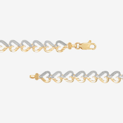 14K Two Tone Gold 7.5 Inch Solid Link Crown Link Bracelet