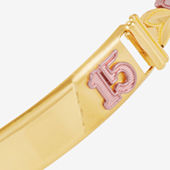 Womens 14K Two Tone Gold 7.5 Inch Solid Link Id Bracelet