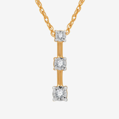 Yes, Please! Womens 1/10 CT. T.W. Lab-Grown Diamond 3-Stone Pendant Necklace Sterling Silver