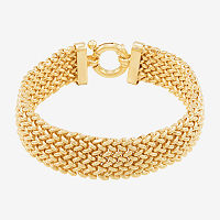 Made in Italy 14K Gold Over Silver 7.5 Inch Semisolid Link Heart Link Bracelet, One Size
