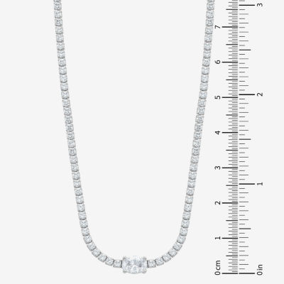 Diamonart Womens White Cubic Zirconia Sterling Silver Inch Tennis Necklace