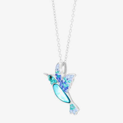 Womens Multi Color Crystal Sterling Silver Pendant Necklace