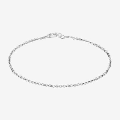 Sterling Silver 7.5 Inch Solid Rolo Chain Bracelet