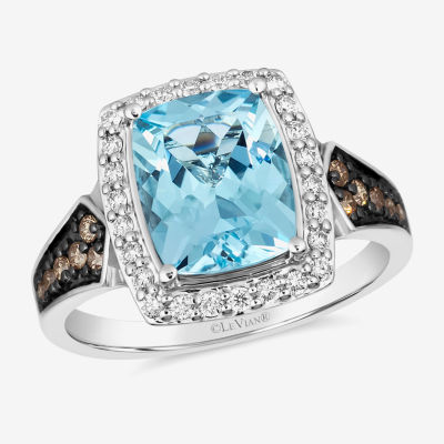 Le Vian® Grand Sample Sale Ring featuring 3 cts. Blue Topaz, 1/6 cts. Chocolate Diamonds® , 1/4 cts. Vanilla Diamonds® set in 14K Vanilla Gold®