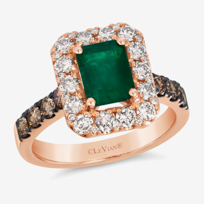 Le Vian Grand Sample Sale® Ring featuring 1 1/5 cts. Costa Smeralda Emeralds™ 3/4 cts. Nude Diamonds™ 1/2 cts. Chocolate Diamonds® set in 14K Strawberry Gold®