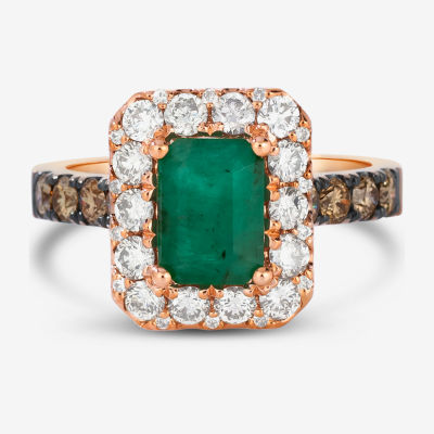 Le Vian Grand Sample Sale® Ring featuring 1 1/5 cts. Costa Smeralda Emeralds™ 3/4 cts. Nude Diamonds™ 1/2 cts. Chocolate Diamonds® set in 14K Strawberry Gold®