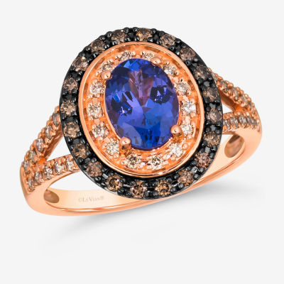 Le Vian® Grand Sample Sale™ Ring featuring 1 CT. Blueberry Tanzanite® 1/4 CT. Chocolate Diamonds® 1/4 CT. Nude Diamonds™ set in 14K Strawberry Gold®