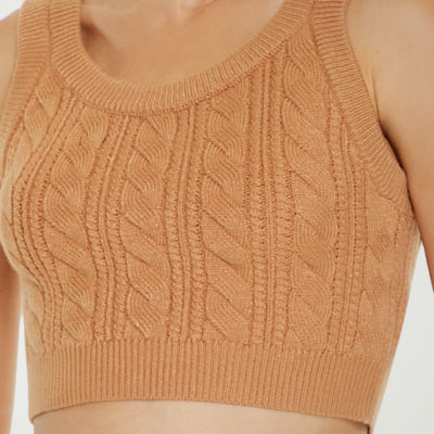 Forever 21 Juniors Cropped Cable Knit Sweater Tank Womens Vest